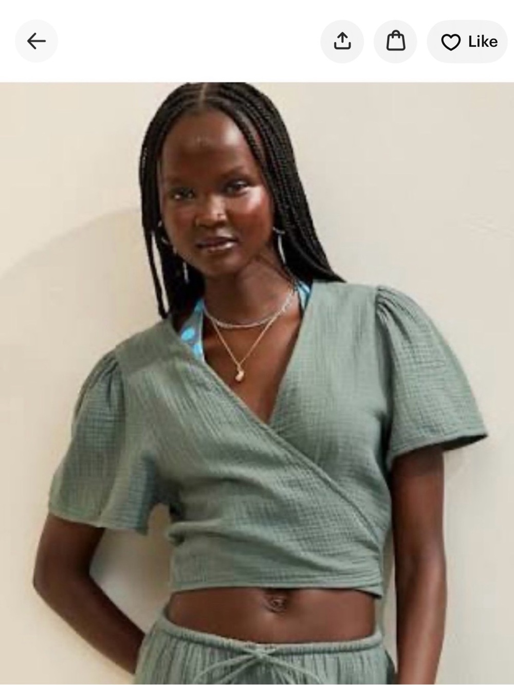 aerie Day-Off Gauze Muslin Cropped Wrap Top